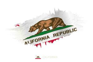 Painted brushstroke flag of California with waving effect. vector