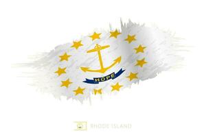 pintado pincelada bandera de Rhode isla con ondulación efecto. vector