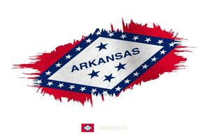 pintado pincelada bandera de Arkansas con ondulación efecto. vector