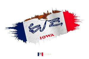 pintado pincelada bandera de Iowa con ondulación efecto. vector