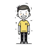 Vector illustration of a boy in a yellow t shirt with a smile