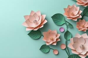 Lotus Flowers. A Shadow Box Paper Craft. Generative AI photo