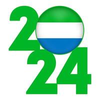 Happy New Year 2024 banner with Sierra Leone flag inside. Vector illustration.