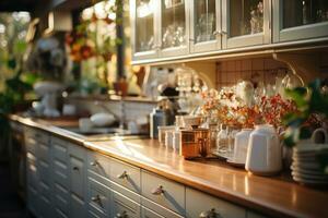 pacífico situación de el tarde en el cocina ai generado foto