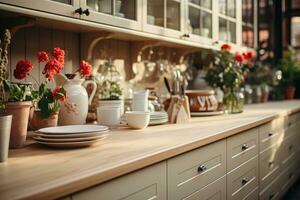 pacífico situación de el tarde en el cocina ai generado foto