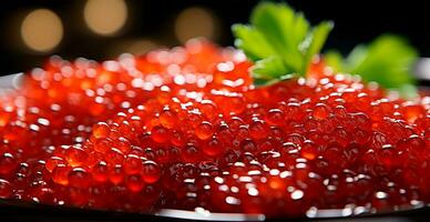Red caviar, fresh seafood - AI generated image photo