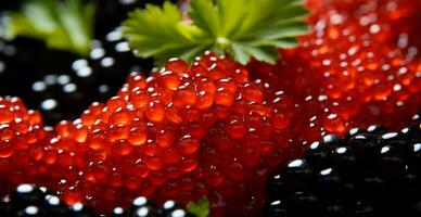 Red and black caviar, seafood - AI generated image photo