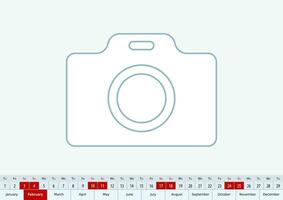 February 2024 for desk calendar. Vector template.