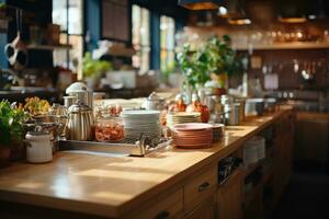 pacífico situación de el tarde en el cocina ai generado foto