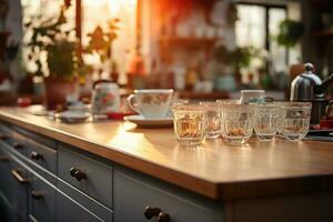 pacífico situación de el tarde en el cocina ai generado foto