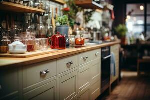 pacífico situación de el tarde en el cocina ai generado foto