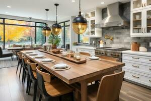 white modern kitchen decorated for fall AI Generated photo