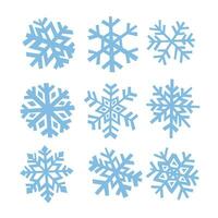 conjunto de colección de silueta de copos de nieve vector