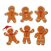 Set of Cute Ginger Bread Illustration in Flat Design vector