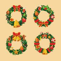 Set of Christmas Wreaths Illustration Collection vector