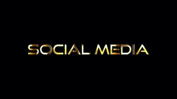 Loop social Media gold text shine on black background video