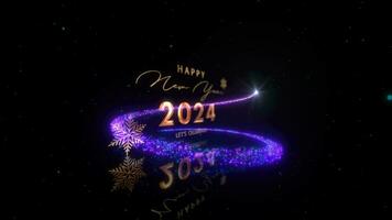 Happy New Year 2024 Let's Celebrate gold text video
