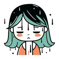 Illustration of a girl with a sad expression on her face. vector