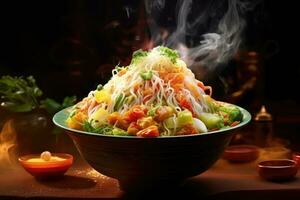 instant noodles ready to serve in the kitchen table AI Generated photo