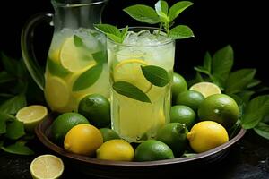 lime soda ready to serve in the kitchen table AI Generated photo