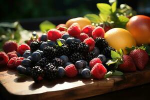 mix fruit ready to serve in the kitchen table AI Generated photo