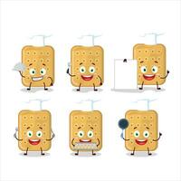 Cartoon character of biscuit with various chef emoticons vector