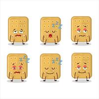 dibujos animados personaje de galleta con soñoliento expresión vector