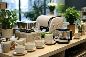 kitchen appliances are arranged on the table AI Generated photo