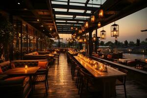 inside restaurant situation evening view AI Generated photo