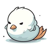 ilustración de un linda pequeño blanco pollo dibujos animados personaje en blanco antecedentes vector