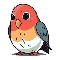 Vector illustration of a cute little red bird isolated on white background.