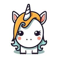 linda unicornio. vector ilustración en dibujos animados estilo. aislado en blanco antecedentes.