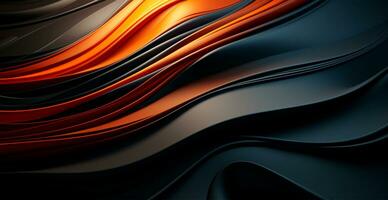 Black and orange abstract background wavy lines - AI generated image photo