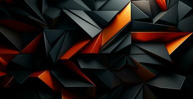 Black and orange abstract geometric lines background - AI generated image photo