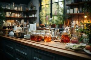 pacífico situación de el tarde en el cocina ai generado foto