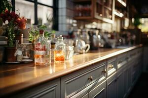 peaceful situation of the afternoon in the kitchen AI Generated photo