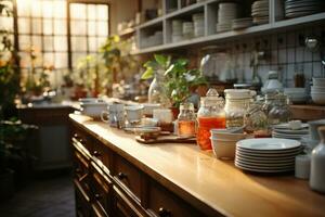 pacífico situación de el tarde en el cocina ai generado foto