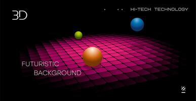 Abstract background with 3D objects effect. 3D balls in space. photo