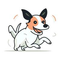 Jack Russell terrier es correr. vector ilustración en dibujos animados estilo.