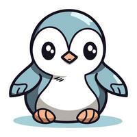 Cute penguin cartoon. Vector illustration isolated on white background.