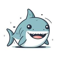 Cute cartoon shark. Vector illustration. isolated on white background.