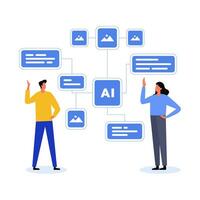 Ai-Generated Concept with Flat Character Illustration. Futuristic Design Meets Artificial Intelligence. Vector Illustration.