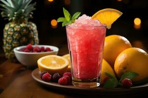 photos of tropical fruit punch drink AI Generated