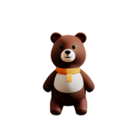 Cute Bear Wearing A Scarf AI Generative png