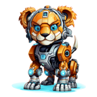 Cartoon lion robots. T-Shirt, Sticker. AI Generated png