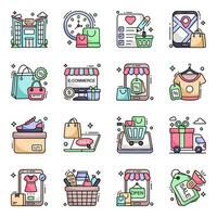 Pack of Buying Flat Icons vector