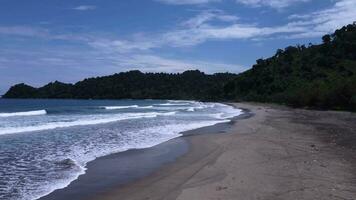 Aerial view of Pantai Jolosutro, East Java, Indonesia, The beach and the waves are quite big video