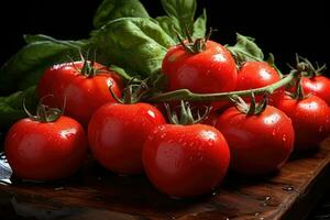 photos of tomatoes in indoor kitchen table photo studio AI Generated