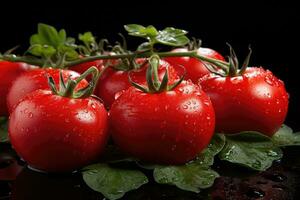 photos of tomatoes in indoor kitchen table photo studio AI Generated