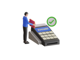 3d illustration of wireless mobile payment by debit card. Contactless payment. 3D Payment Terminal with Card png